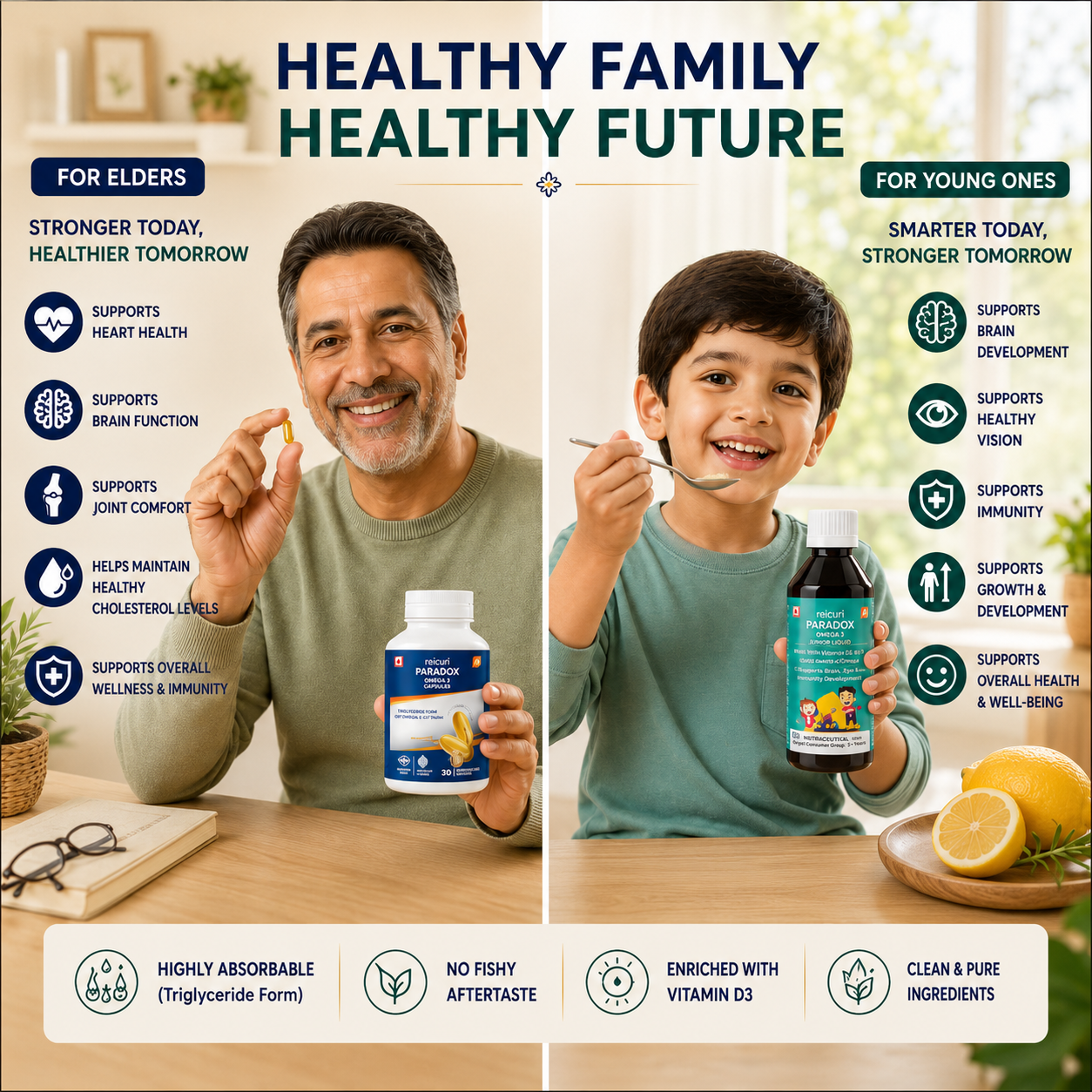 reicuri Omega 3 Capsules + reicuri Omega 3 Junior Liquid