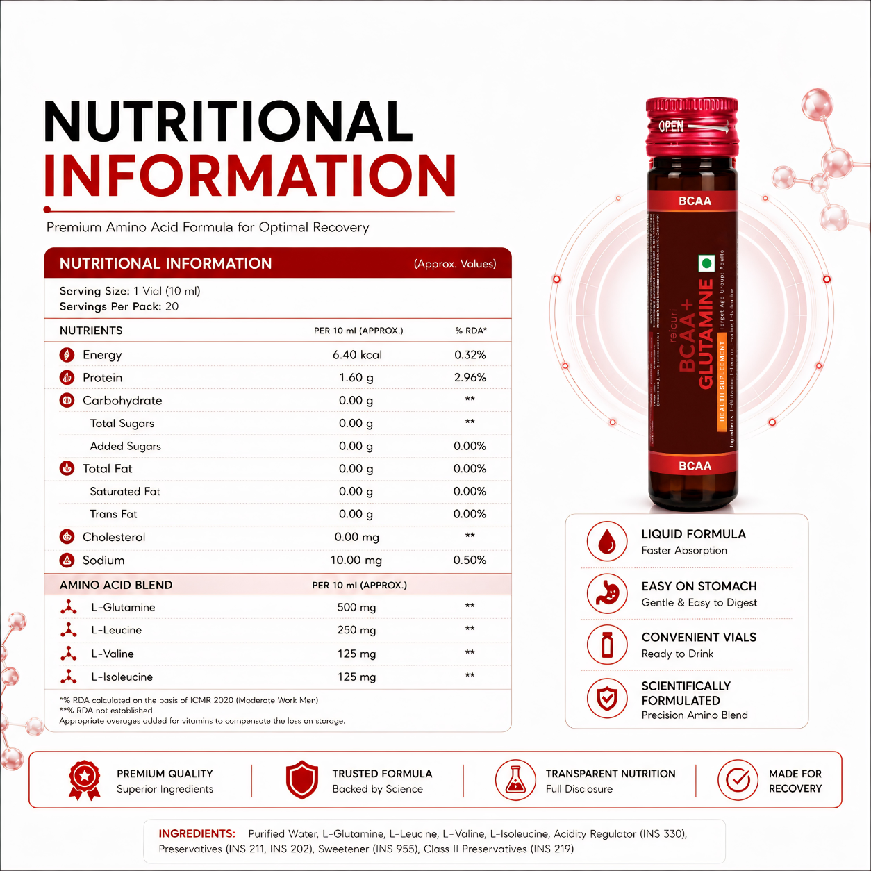 BCAA + GLUTAMINE LIQUID AMINO RECOVERY FORMULA (5)
